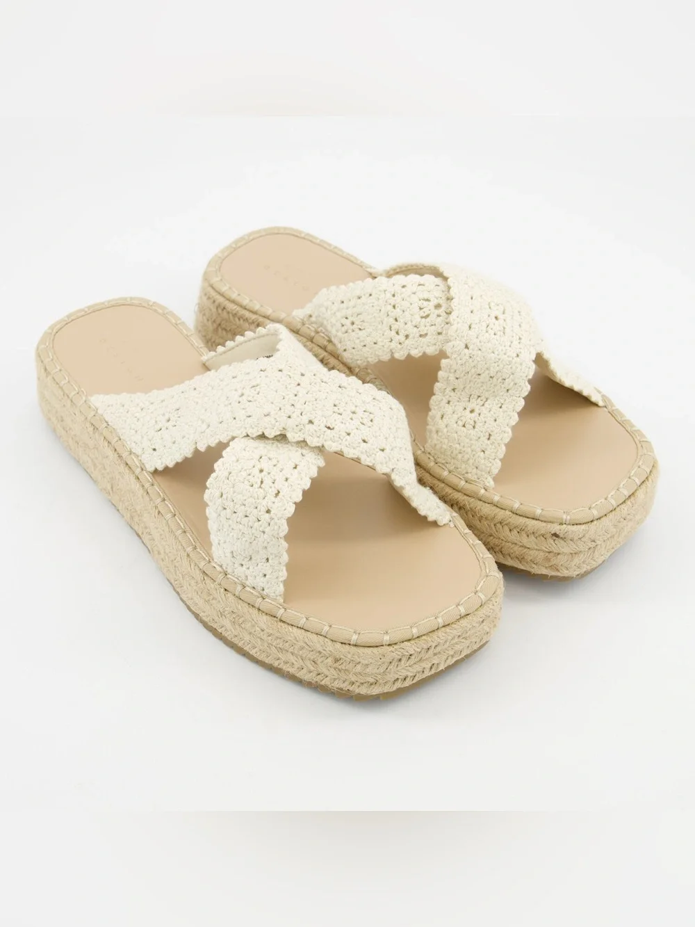 ASOS Jazlyn Wide Fit Flatform Mules Beige Size 10